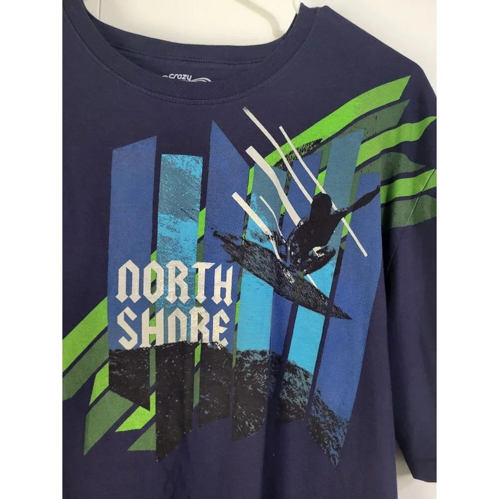 CRAZY SHIRTS Mens SZ XL NORTH SHORE Graphic T Shirt Navy Surf Beach Hawaii - Picture 3 of 9